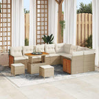 Gartensofa-set mit Kissen 13 pcs Beige und Creme Poly-Rattan