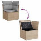 Gartensofa-set mit Kissen 13 pcs Beige und Hellgrau Poly-Rattan