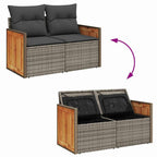 Gartensofa-set mit Kissen 17 pcs Grau Poly-Rattan