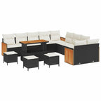 Gartensofa-set mit Kissen 18 pcs Schwarz und Creme Poly-Rattan