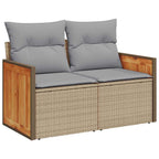Gartensofa-set mit Kissen 18 pcs Beige und Hellgrau Poly-Rattan