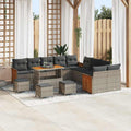 Gartensofa-set mit Kissen 18 pcs Grau Poly-Rattan