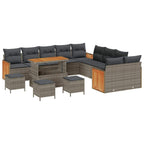 Gartensofa-set mit Kissen 18 pcs Grau Poly-Rattan
