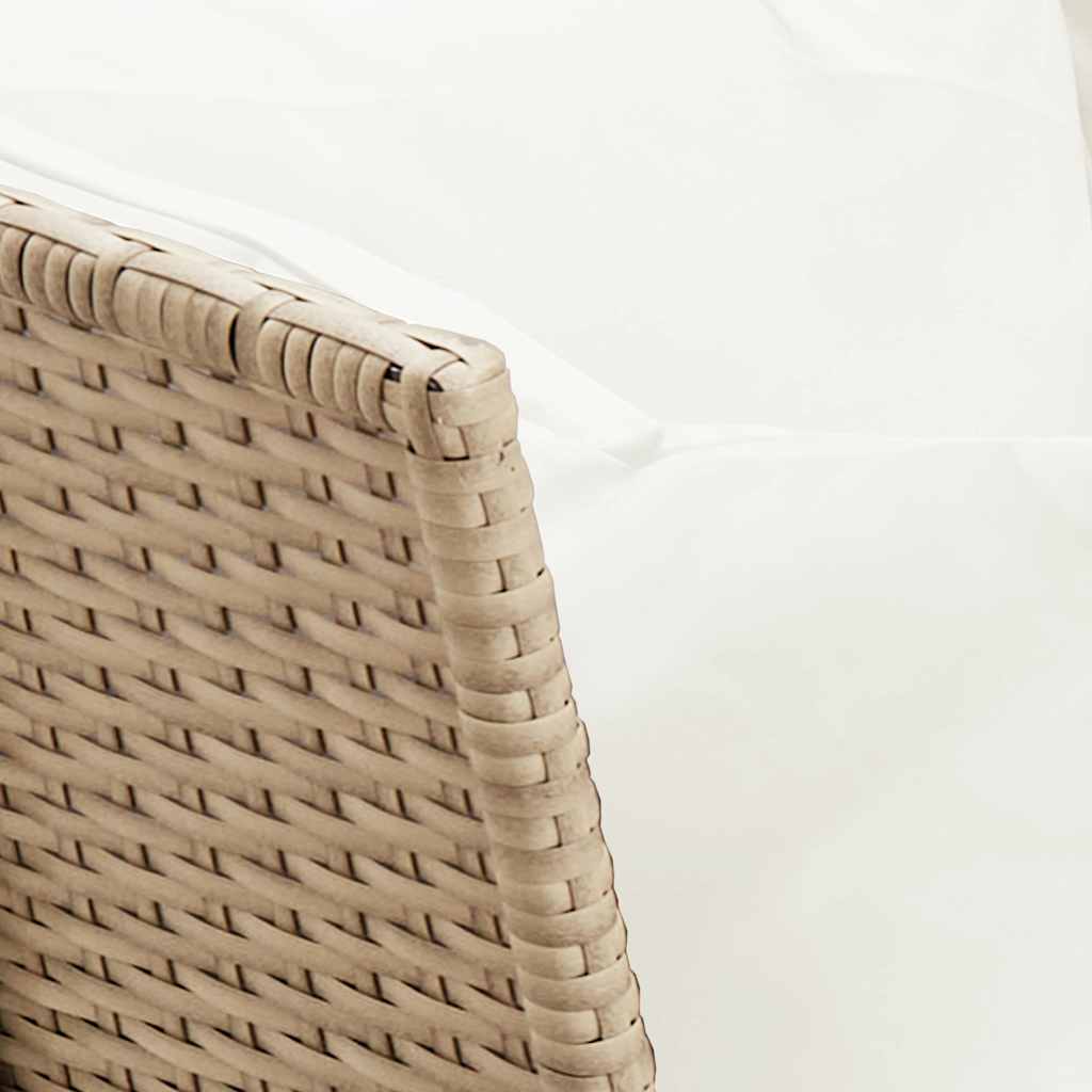 4-tlg. Garten-Sofagarnitur mit Kissen L-Form Beige Poly Rattan