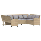 Gartensofa mit Kissen Beige Poly Rattan