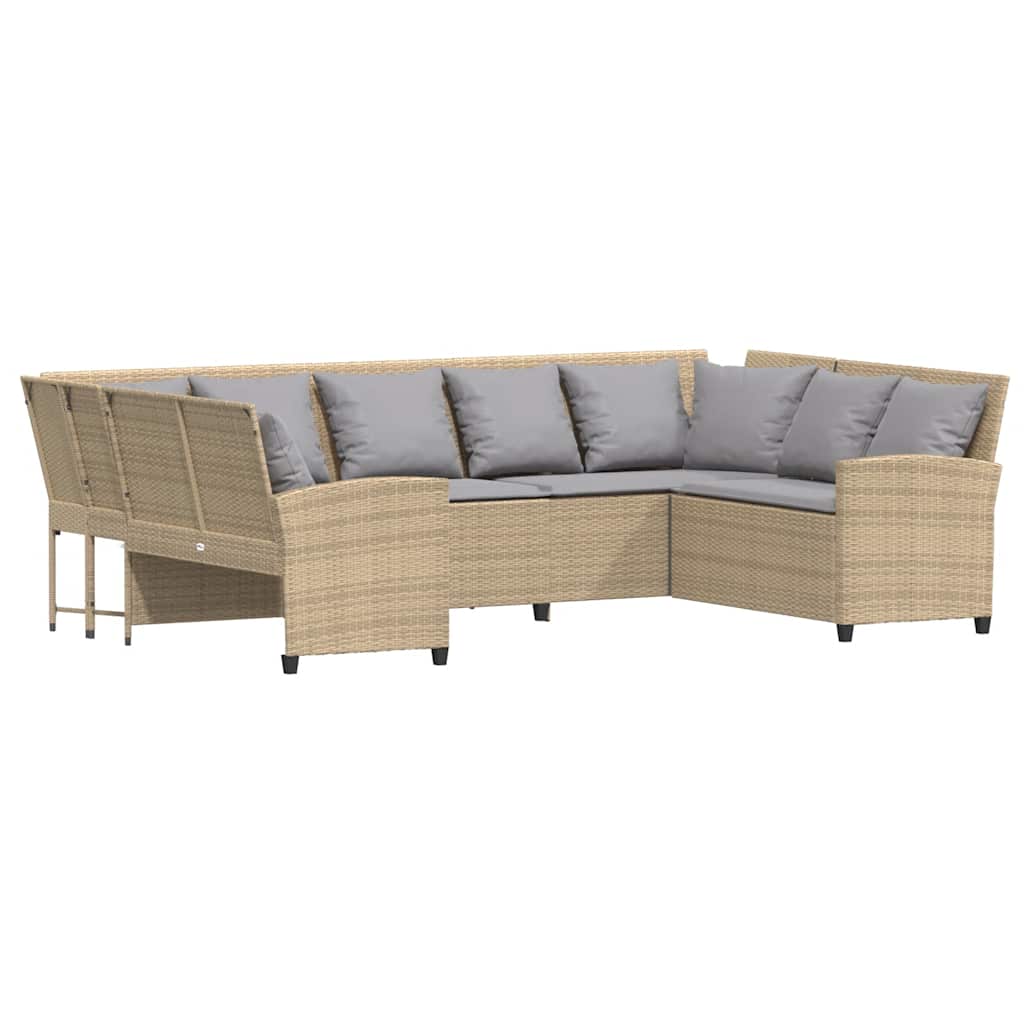 Gartensofa mit Kissen Beige Poly Rattan