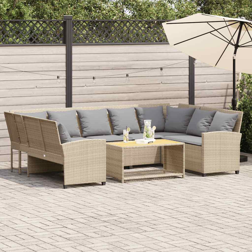 Gartensofa mit Kissen Beige Poly Rattan