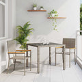 Garten Essgruppe 3 pcs Grau Poly-Rattan