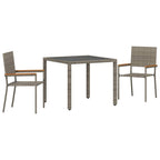 Garten Essgruppe 3 pcs Grau Poly-Rattan