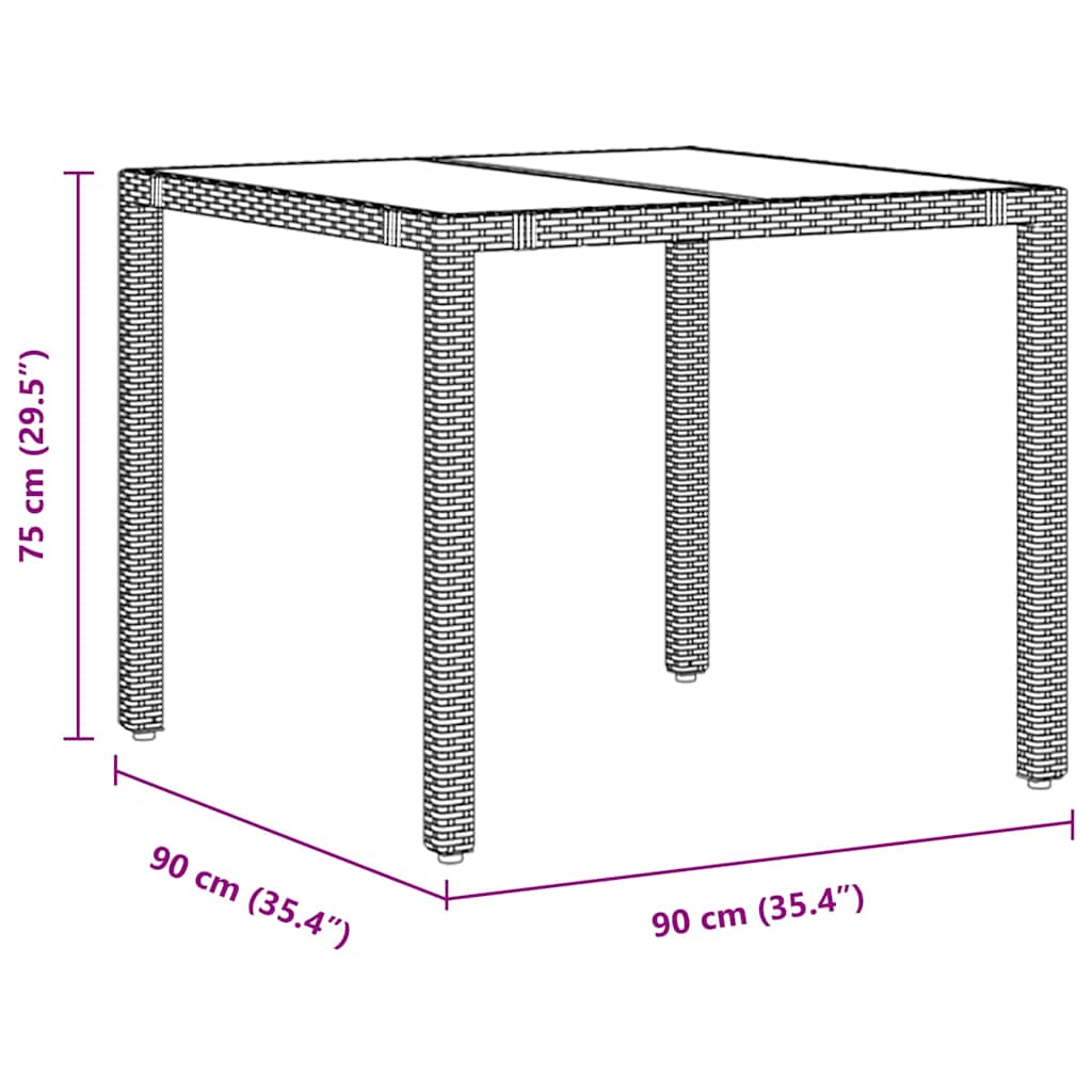 Garten Essgruppe 3 pcs Grau Poly-Rattan