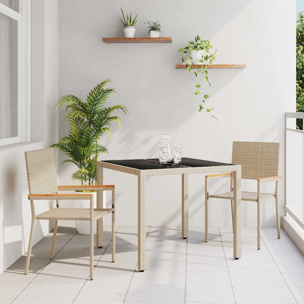 Garten Essgruppe 3 pcs Beige Poly-Rattan