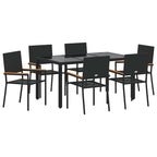 Garten Essgruppe 7 pcs Schwarz Poly-Rattan