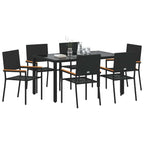 Garten Essgruppe 7 pcs Schwarz Poly-Rattan