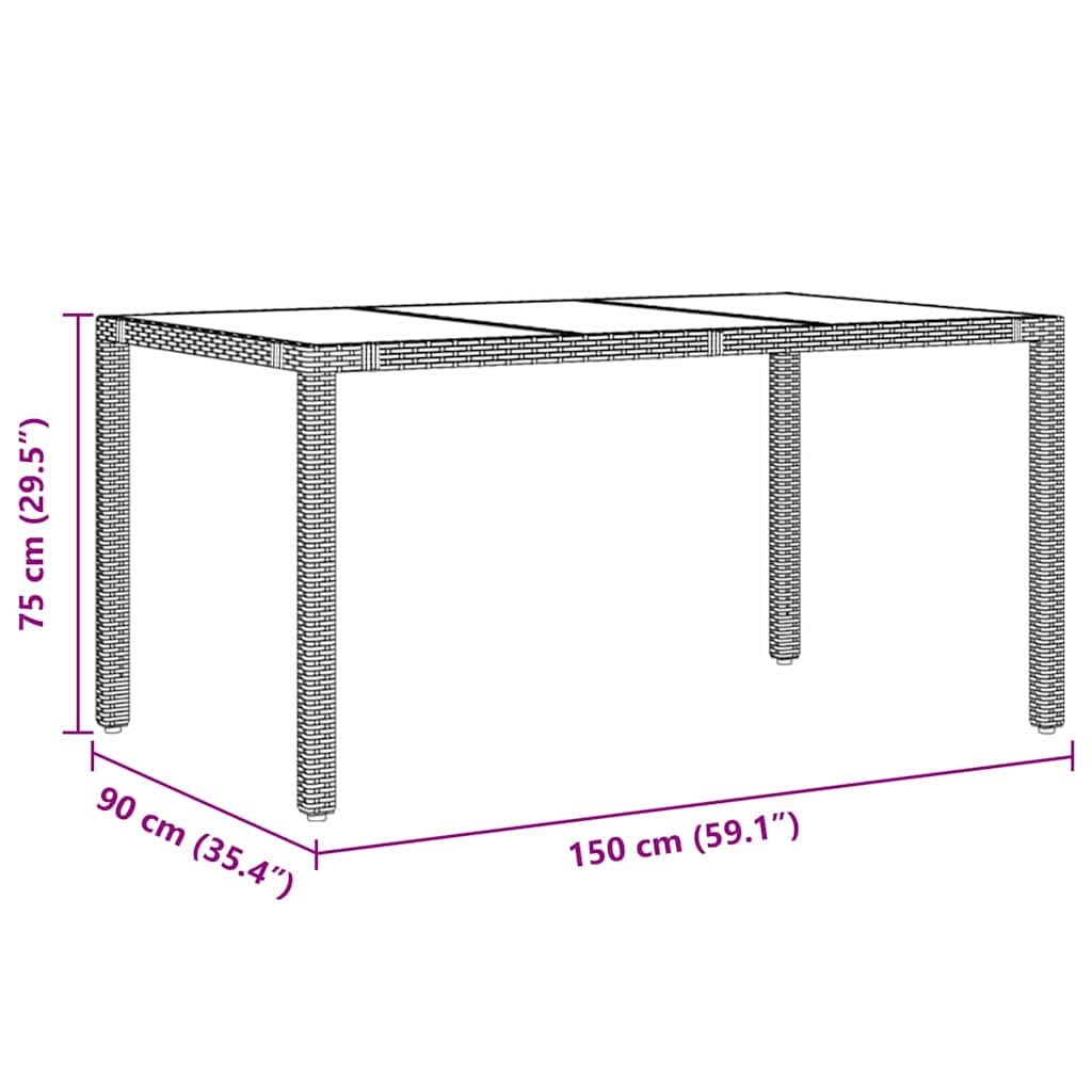 Garten Essgruppe 7 pcs Schwarz Poly-Rattan