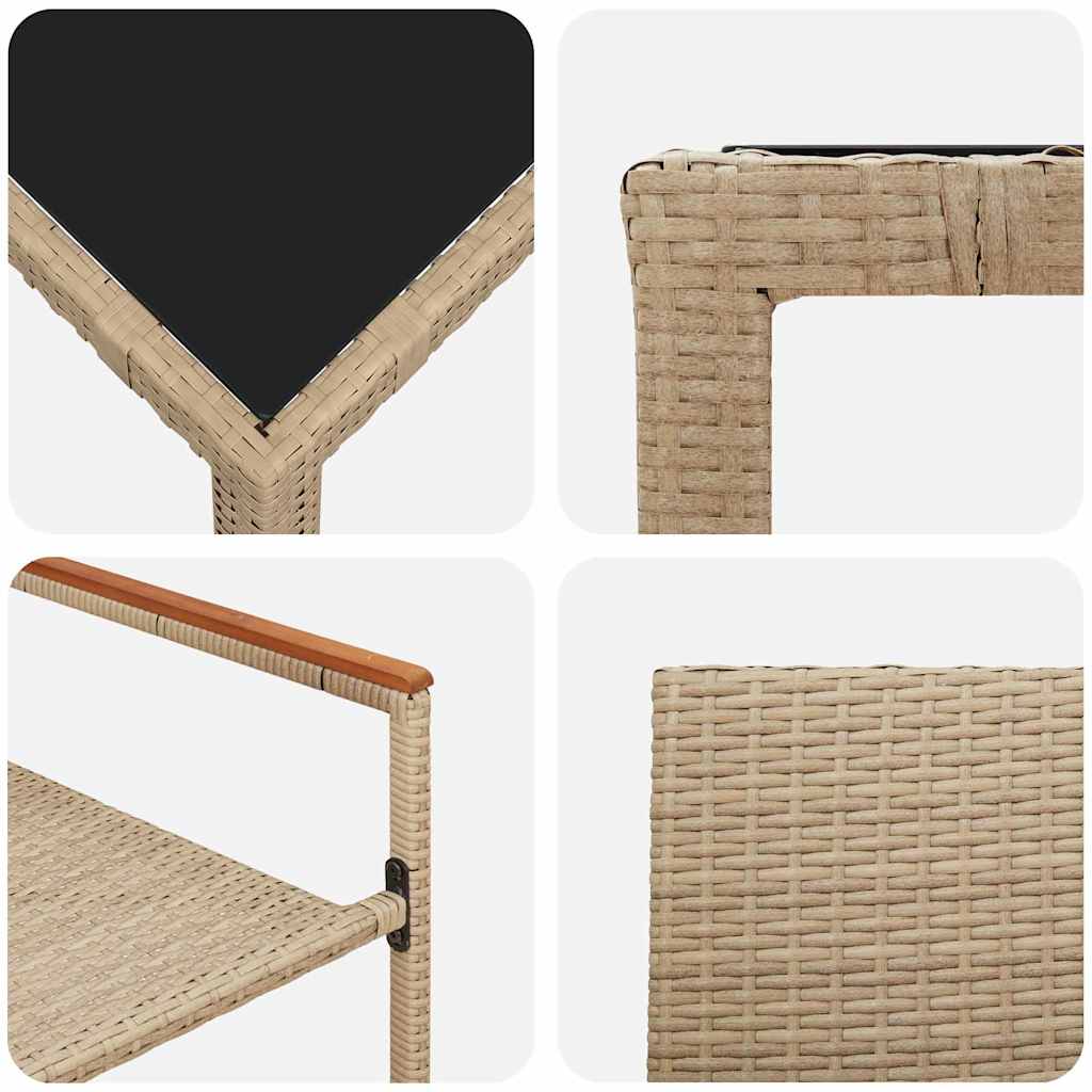 Garten Essgruppe 7 pcs Beige Poly-Rattan