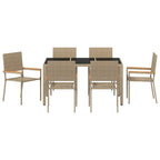 Garten Essgruppe 7 pcs Beige Poly-Rattan