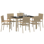 Garten Essgruppe 7 pcs Beige Poly-Rattan