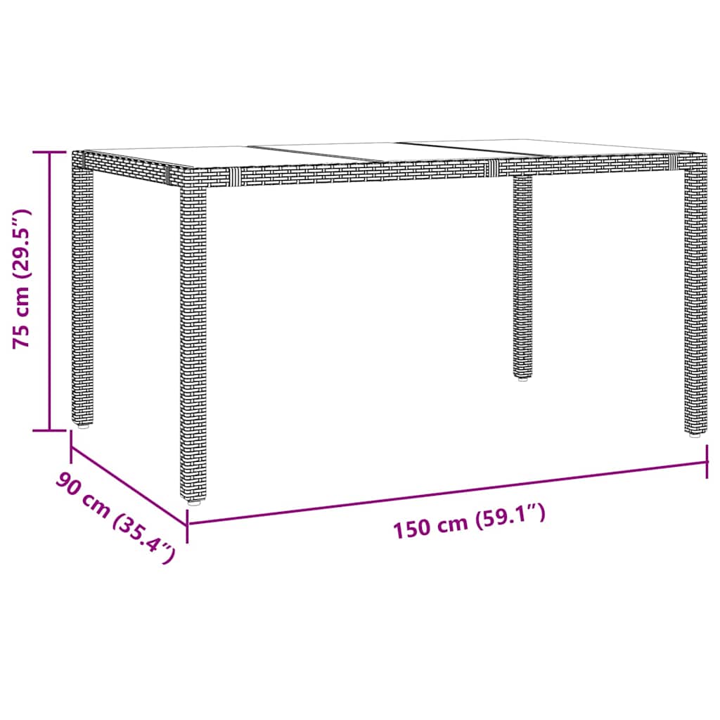 Garten Essgruppe 7 pcs Beige Poly-Rattan