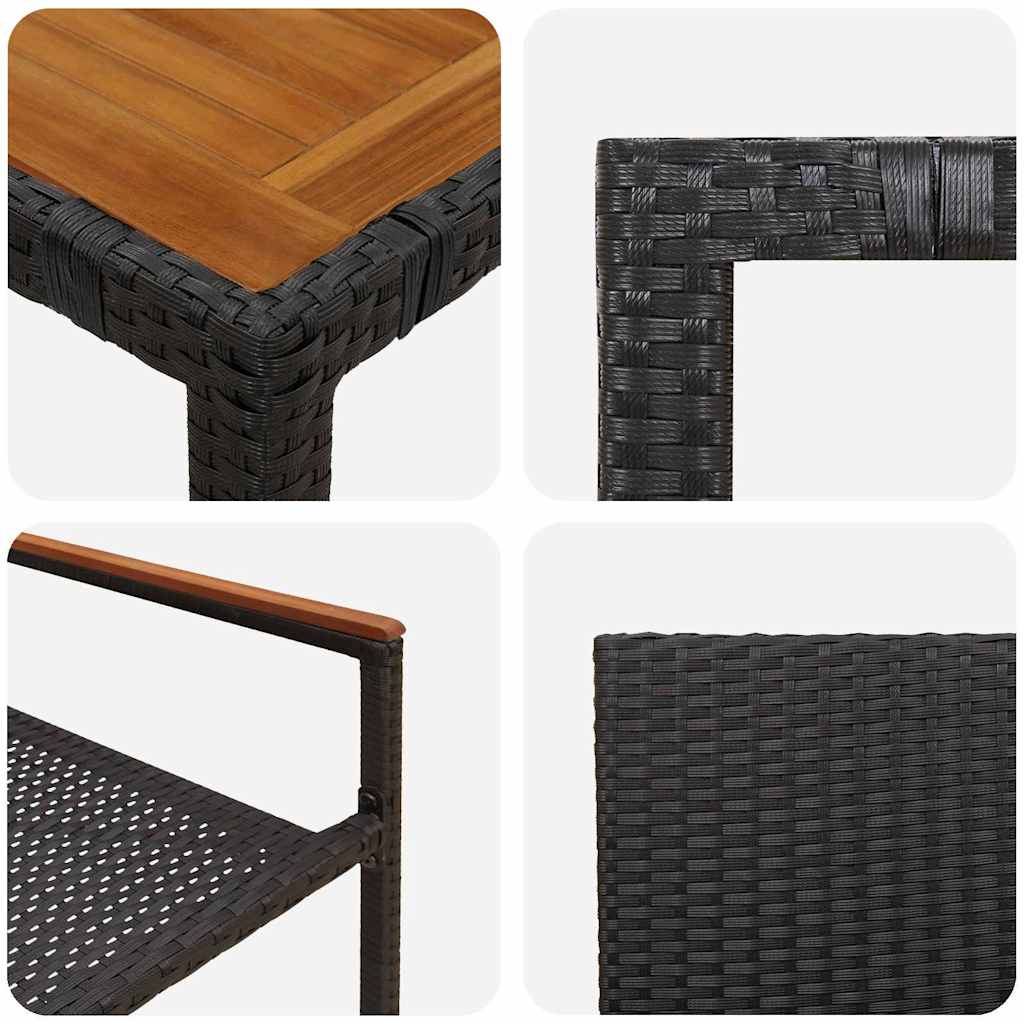 Garten Essgruppe 9 pcs Schwarz Poly-Rattan