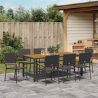Garten Essgruppe 9 pcs Schwarz Poly-Rattan
