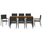 Garten Essgruppe 9 pcs Schwarz Poly-Rattan