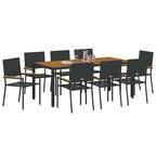 Garten Essgruppe 9 pcs Schwarz Poly-Rattan