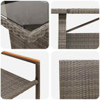 Garten Essgruppe 9 pcs Grau Poly-Rattan