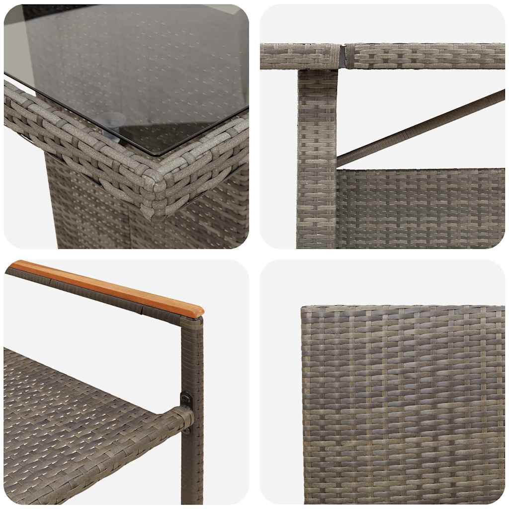 Garten Essgruppe 9 pcs Grau Poly-Rattan