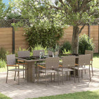Garten Essgruppe 9 pcs Grau Poly-Rattan