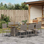 Garten Essgruppe 9 pcs Grau Poly-Rattan