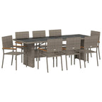 Garten Essgruppe 9 pcs Grau Poly-Rattan
