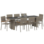 Garten Essgruppe 9 pcs Grau Poly-Rattan