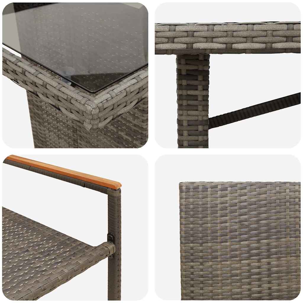 Garten Essgruppe 7 pcs Grau Poly-Rattan