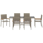 Garten Essgruppe 7 pcs Grau Poly-Rattan