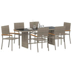 Garten Essgruppe 7 pcs Grau Poly-Rattan