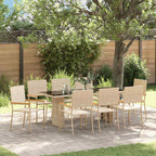Garten Essgruppe 9 pcs Beige Poly-Rattan