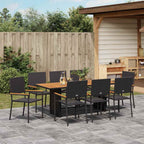 Garten Essgruppe 9 pcs Schwarz Poly-Rattan
