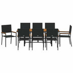 Garten Essgruppe 9 pcs Schwarz Poly-Rattan