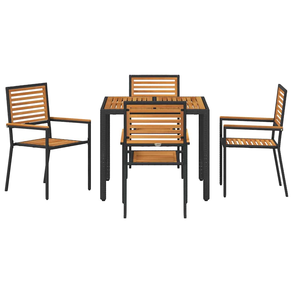 Garten Essgruppe 5 pcs Schwarz und Braun Poly-Rattan