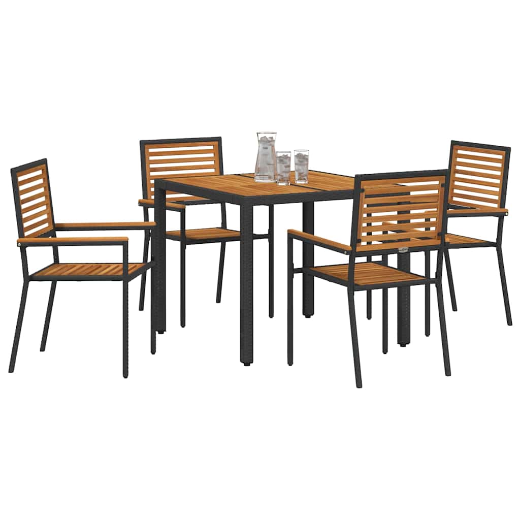 Garten Essgruppe 5 pcs Schwarz und Braun Poly-Rattan