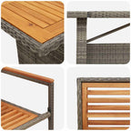 Garten Essgruppe 9 pcs Grau und Braun Poly-Rattan