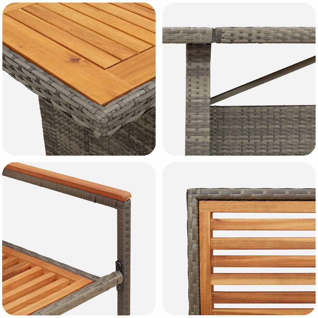 Garten Essgruppe 9 pcs Grau und Braun Poly-Rattan