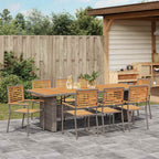 Garten Essgruppe 9 pcs Grau und Braun Poly-Rattan