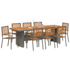 Garten Essgruppe 9 pcs Grau und Braun Poly-Rattan