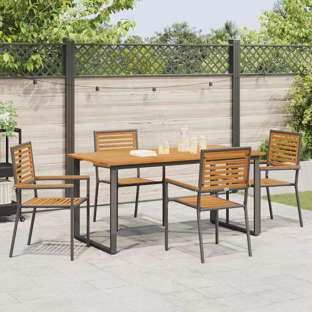 Garten Essgruppe 5 pcs Schwarz Massivholz Akazie