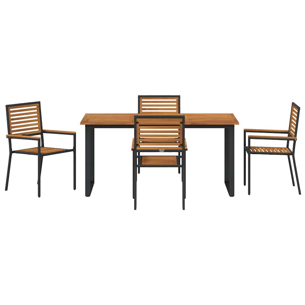 Garten Essgruppe 5 pcs Schwarz Massivholz Akazie