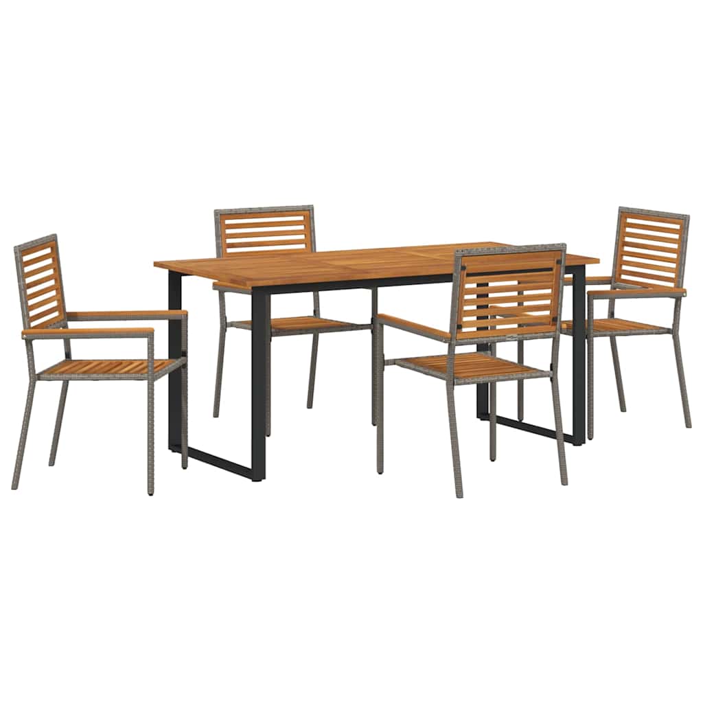 Garten Essgruppe 5 pcs Grau Massivholz Akazie