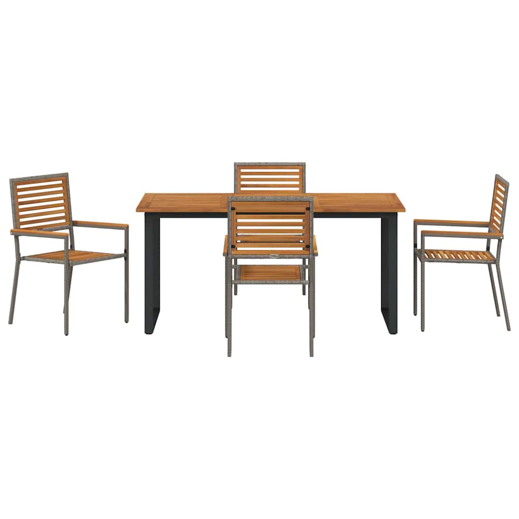 Garten Essgruppe 5 pcs Grau Massivholz Akazie