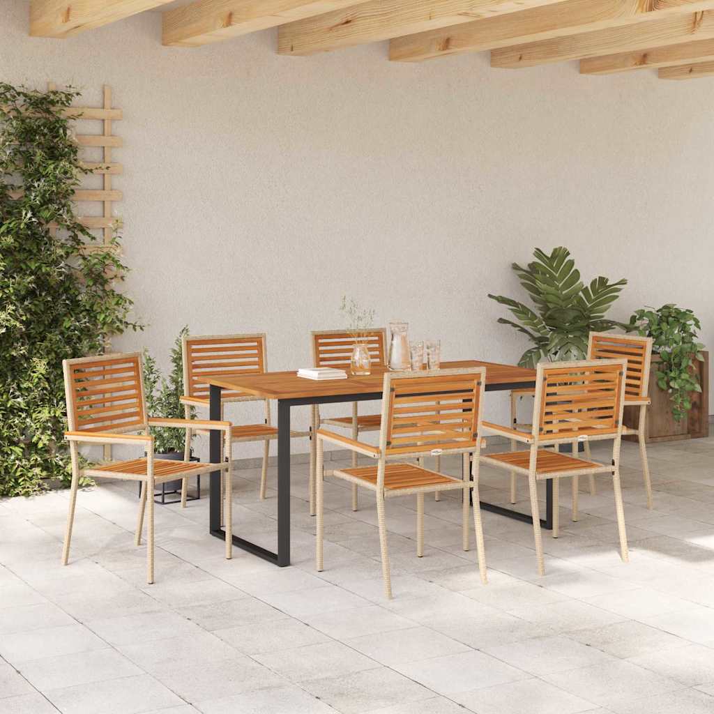 Garten Essgruppe 7 pcs Beige Massivholz Akazie