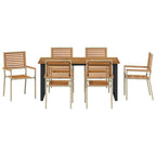 Garten Essgruppe 7 pcs Beige Massivholz Akazie